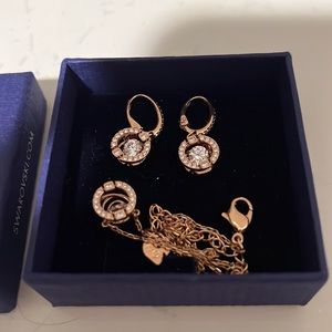 Swarovski rose gold set earrings and necklace pendant